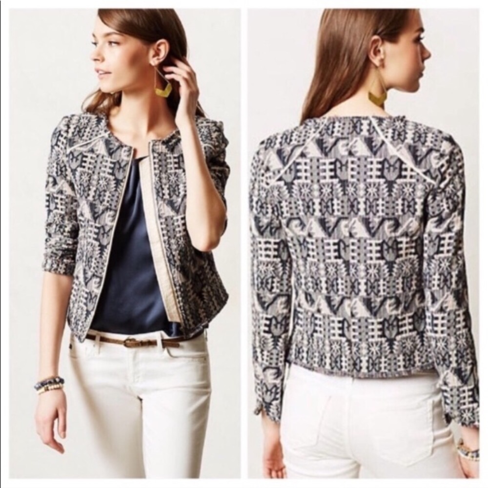 Anthropologie Hei Hei Faifo Zip Up Jacquard Jacket